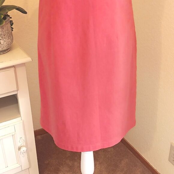 Monroe & Main Vibrant Coral Cotton Blend Dress. Preppy. Classic. Career. - Picture 3 of 11